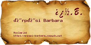Árpási Barbara névjegykártya