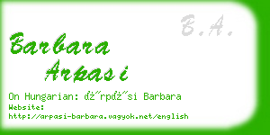 barbara arpasi business card